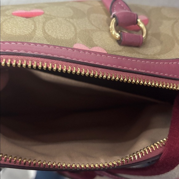 Coach Pink and Tan Heart Print Tote Bag Set - Picture 11 of 11